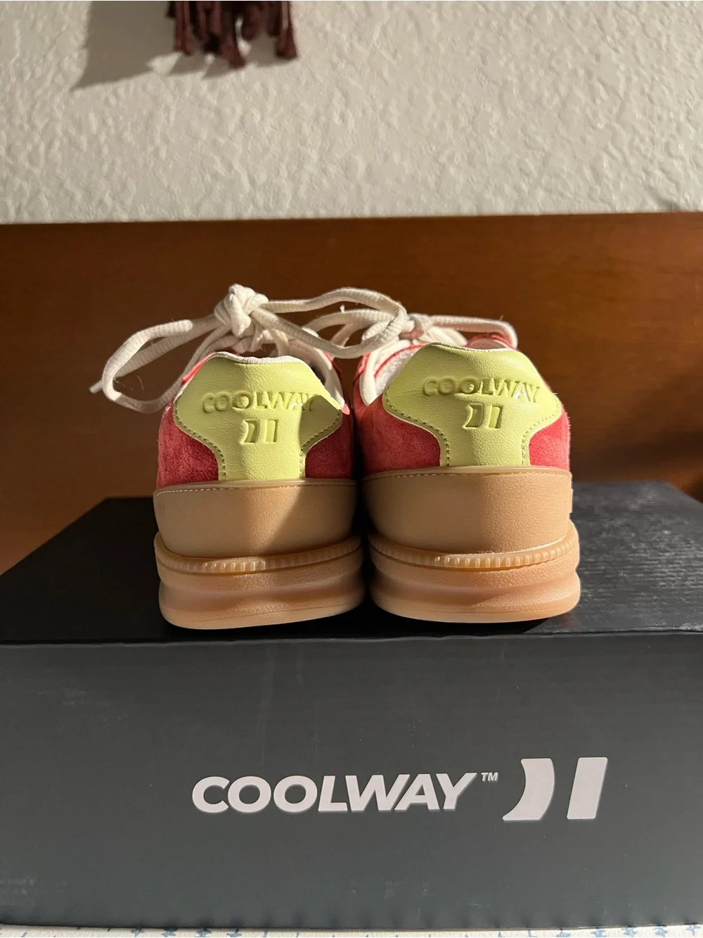 Coolway Becks X Sneakers Suede Red/ Yellow Sneakers with White Stripes